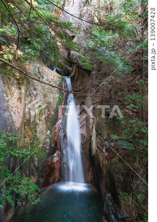 【日本の滝百選】晩秋の寂地峡五龍の滝　龍頭の滝3　山口県岩国市 139007428