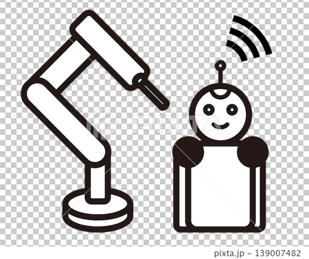 Simple line art icons of robots (medical, nursing care, industrial, AI) Simple line art icons of robots (medical, nursing care, industrial, AI) 139007482