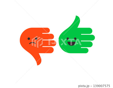 Rating and feedback thumbs up and thumbs down emoticons for customer satisfaction survey and 139007575