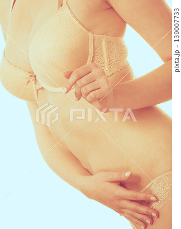 Woman body wearing lace lingerie. 139007733