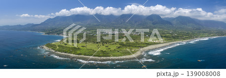 Aerial view of the beautiful coast and beach in Taitung,Taiwan. 139008008