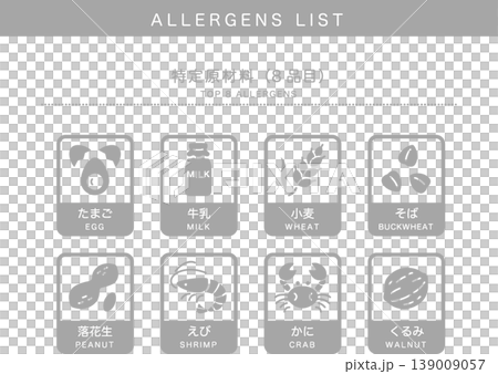食品アレルゲン8品目（スクエア） 139009057