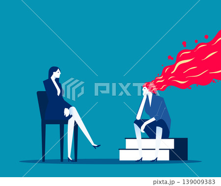 The business person watched in coworkers head a burning The business person watched in coworkers head a burning 139009383