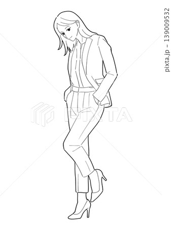 かっこいい女性 社会人 白黒イラスト かっこいい女性 社会人 白黒イラスト 139009532