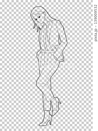 酷酷的女性,職業女性,黑白插畫 酷酷的女性,職業女性,黑白插畫 139009532