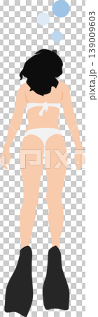 足にフィンを付けて泳いでいる女性のイラスト 139009603