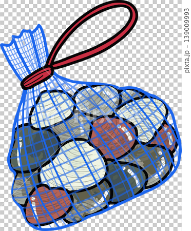 Illustration of clams in a mesh bag - Clam harvest - Abundant - Hand-drawn style - Clam digging - Spring - Transparent background Illustration of clams in a mesh bag - Clam harvest - Abundant - Hand-drawn style - Clam digging - Spring - Transparent background 139009993