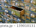 Very old wooden cabinet with multiple drawers - cards, files, tools or fasteners storage unit 139010131