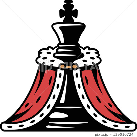 Chess King Piece with Royal Cape Cartoon Illustration Chess King Piece with Royal Cape Cartoon Illustration 139010724