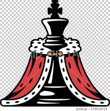 Chess King Piece with Royal Cape Cartoon Illustration Chess King Piece with Royal Cape Cartoon Illustration 139010724