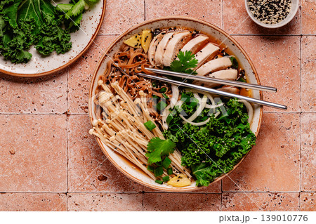 Asian miso ramen noodle soup. 139010776