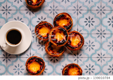Egg tart, traditional Portuguese dessert, pastel. 139010784