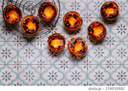 Egg tart, traditional Portuguese dessert, pastel. Egg tart, traditional Portuguese dessert, pastel. 139010982