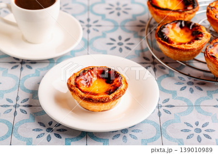 Egg tart, traditional Portuguese dessert, pastel. Egg tart, traditional Portuguese dessert, pastel. 139010989