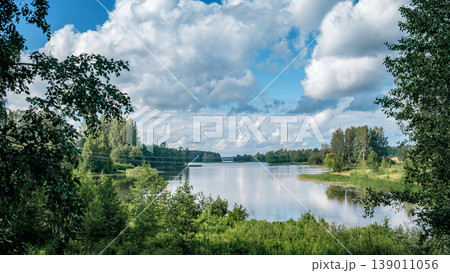Beautiful forest lake in Russia. Beautiful forest lake in Russia. 139011056