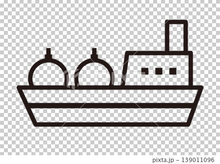 タンカー船のシンプル線画アイコン（原油・LPG・石油・エネルギー輸送） 139011096