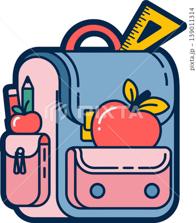Backpack with School Supplies and Apple Backpack with School Supplies and Apple 139011314