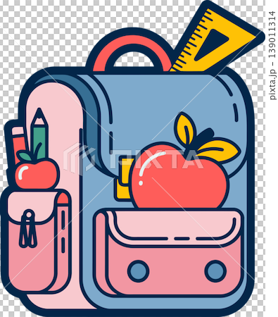 Backpack with School Supplies and Apple Backpack with School Supplies and Apple 139011314