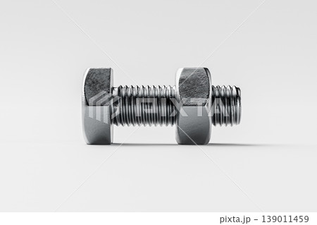 Close-Up of a Metallic Bolt and Nut 139011459