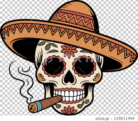 skull, sombrero, mexican 139011494