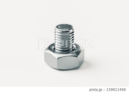 Close-up of a Metallic Bolt on White Background 139011498