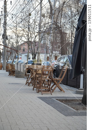 An outdoor cafe in early spring. 139011511