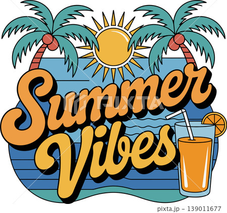Summer Vibes Tropical Beach Illustration Summer Vibes Tropical Beach Illustration 139011677