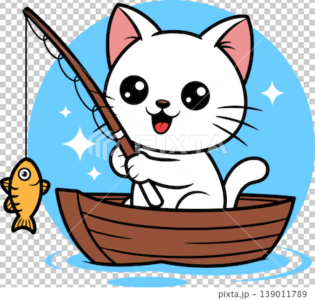 cat, fishing, cartoon 139011789