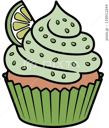 Green Lime Cupcake with Frosting	 139011844