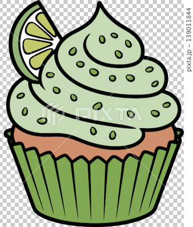Green Lime Cupcake with Frosting	 139011844