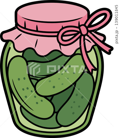 Pickle Jar Cute Cartoon Illustration 139011845