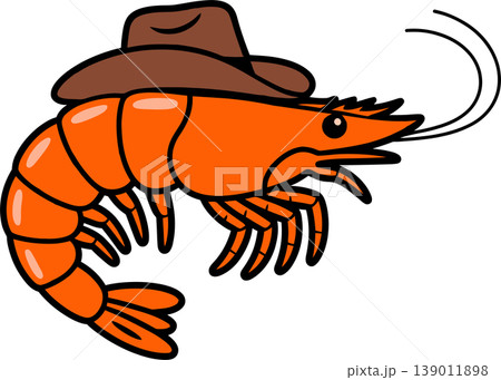 Cowboy Shrimp Cartoon Illustration	 139011898