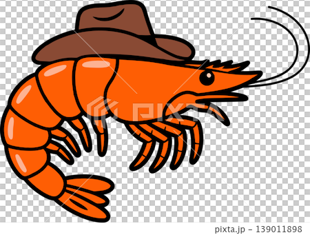 Cowboy Shrimp Cartoon Illustration	 139011898