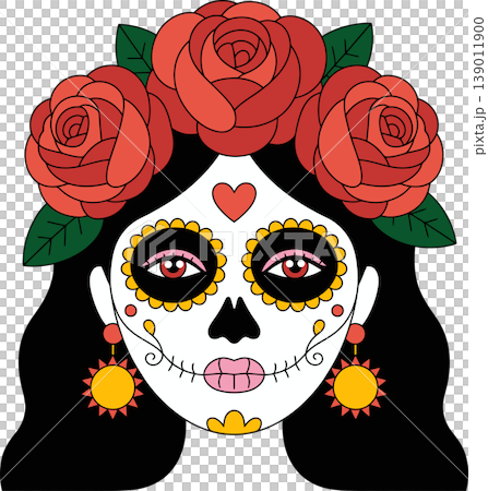 Dia de los muertos sugar skull woman illustration Dia de los muertos sugar skull woman illustration 139011900