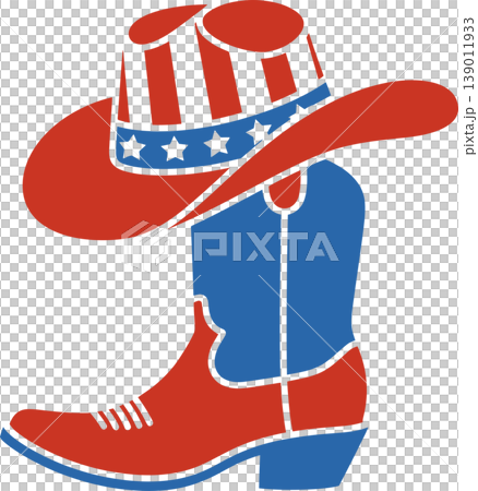 Patriotic Cowboy Boot and Hat Illustration Patriotic Cowboy Boot and Hat Illustration 139011933