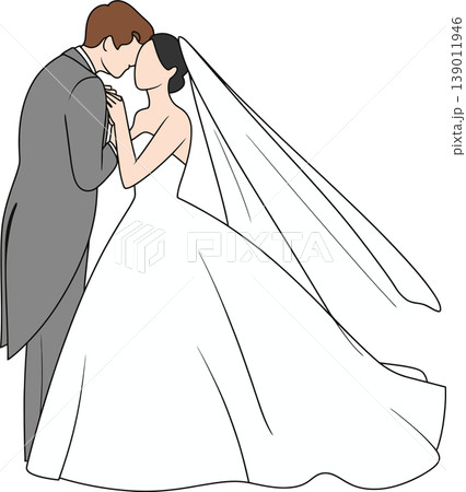Bride and Groom Wedding Illustration Minimalist Style Bride and Groom Wedding Illustration Minimalist Style 139011946