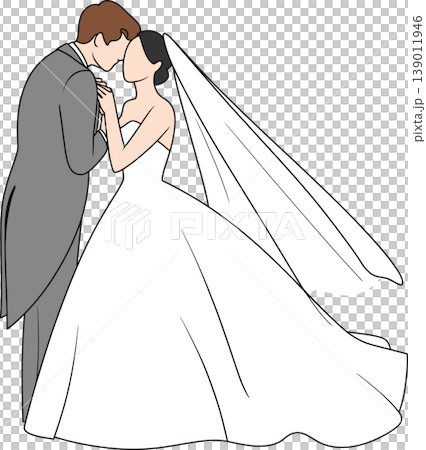 Bride and Groom Wedding Illustration Minimalist Style Bride and Groom Wedding Illustration Minimalist Style 139011946