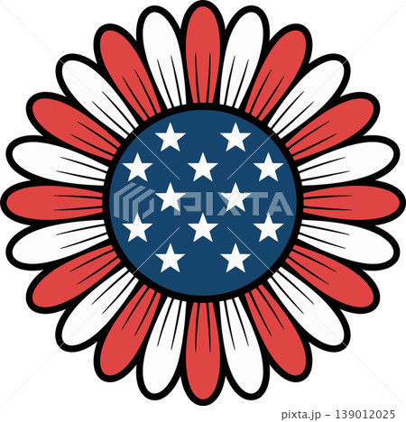 Patriotic Flower with Stars and Stripes Illustration Patriotic Flower with Stars and Stripes Illustration 139012025