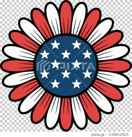 Patriotic Flower with Stars and Stripes Illustration Patriotic Flower with Stars and Stripes Illustration 139012025