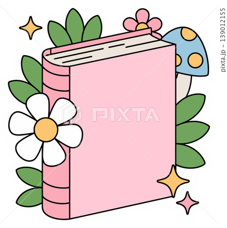 Cute Pink Book with Flowers and Mushroom Cute Pink Book with Flowers and Mushroom 139012155