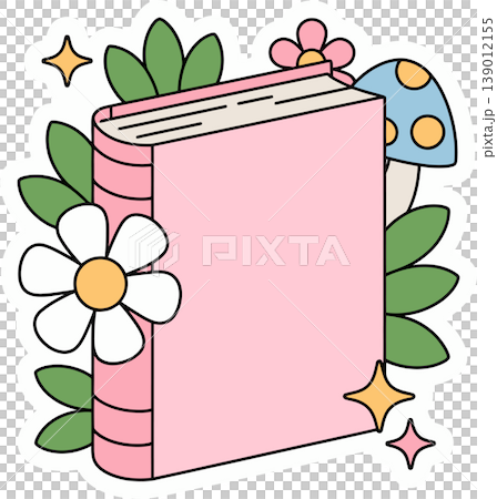 Cute Pink Book with Flowers and Mushroom Cute Pink Book with Flowers and Mushroom 139012155
