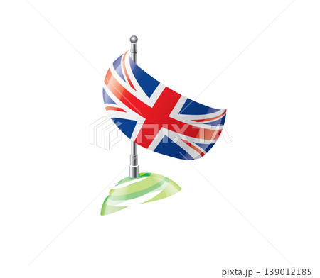 Highly detailed of waving British flag with metallic pole and subtle shadow effects for print Highly detailed of waving British flag with metallic pole and subtle shadow effects for print 139012185