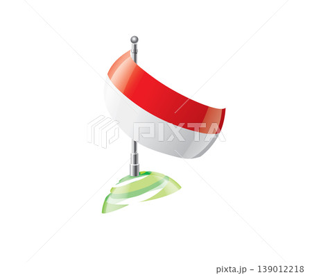 Highly detailed of waving Indonesian flag with metallic pole and subtle shadow effects for print Highly detailed of waving Indonesian flag with metallic pole and subtle shadow effects for print 139012218
