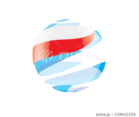 Flat of patriotic globe featuring waving Polish flag design 139012258