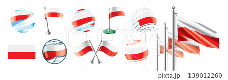 A set of vector Polish flags of different designs A set of vector Polish flags of different designs 139012260