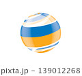 Illustration of globe wrapped in Ukrainian flag patterns with subtle shadowing 139012268