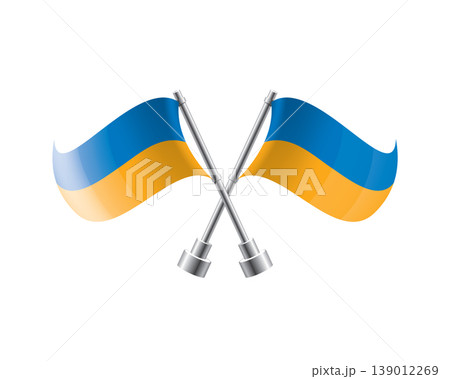 Scalable illustration capturing prideful display of Ukrainian national banners 139012269
