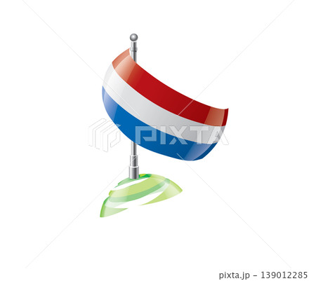 Highly detailed of waving Netherlandish flag with metallic pole and subtle shadow effects for print Highly detailed of waving Netherlandish flag with metallic pole and subtle shadow effects for print 139012285
