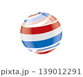 Illustration of globe wrapped in Netherlandish flag patterns with subtle shadowing 139012291