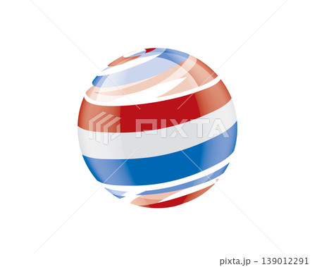 Illustration of globe wrapped in Netherlandish flag patterns with subtle shadowing 139012291